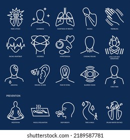 Panic Attack Icon Set In Line Style. Mental Disorder Symbols.