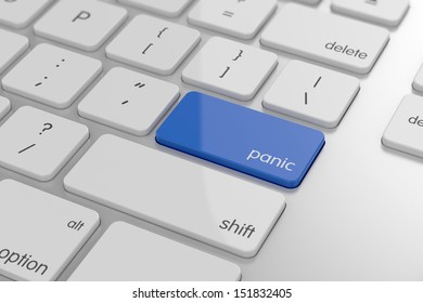 Panic button on keyboard with soft focus 
