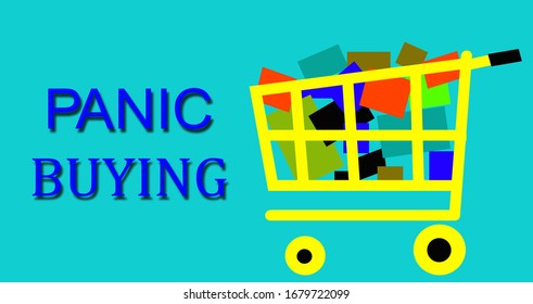 Panic Buying Shopping Cart Full Of Stuff Illustration 