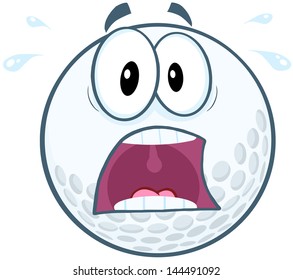 Panic Golf Ball Cartoon Mascot Character. Vector Version Also Available In Gallery