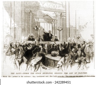 The Panic Inside The New York Stock Exchange During The Reading Of The List Of Bank Failures, Including The Prominent Bank, Jay Cooke & Company. September 18, 1873.