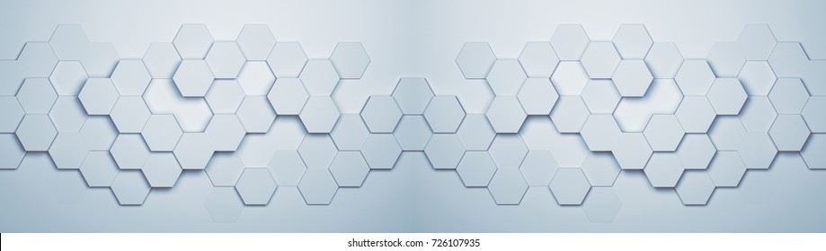 Panorama Background Of Abstract Hexagon Pattern Copy Space (3D Rendering)