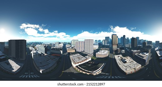 Panorama of the city. HDRI, environment map , Round panorama, spherical panorama, equidistant projection, panorama 360, cityscape, 3d rendering