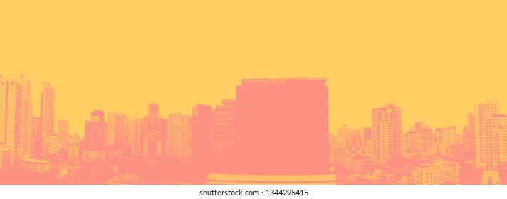 Panorama Cityscape Duo Tone Pink With Clipping Path