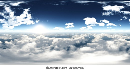 Panorama of clouds, HDRI, environment map , Round panorama, spherical panorama, equidistant projection, panorama 360, flying above the clouds,sky above the clouds, 3D rendering