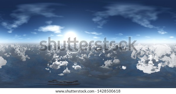 雲のパノラマ Hdri 環境マップ 丸いパノラマ 球状パノラマ 等距離投影 パノラマ360 雲の上を飛ぶ 雲の上を空 3dレンダリング のイラスト素材