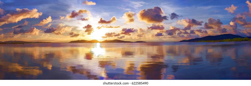 panorama Landscape sunset and sunrise