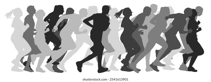 Panorama of many runners in black and white as a marathon and jogging concept - Powered by Shutterstock