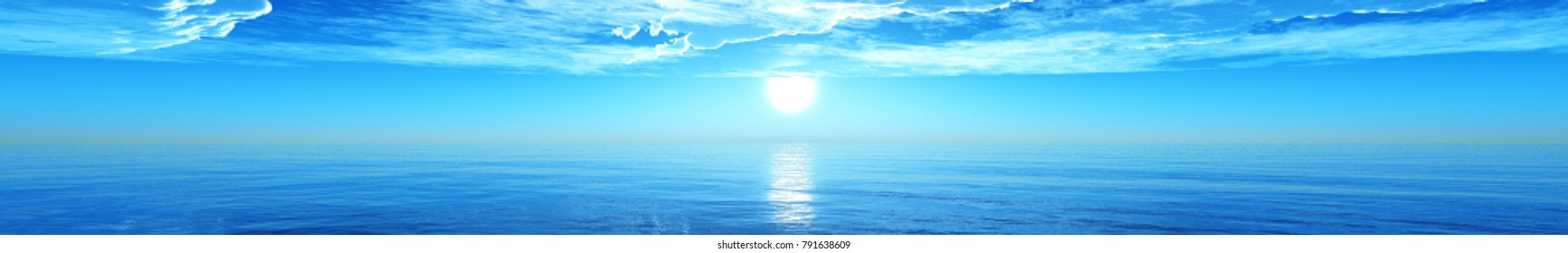 panorama of the sea sunset, Ocean sunrise, Banner.
3d rendering.