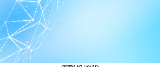 Panoramic abstract dot and triangle connection., The world is connect concept, Digital futuristic minimalism gradient background