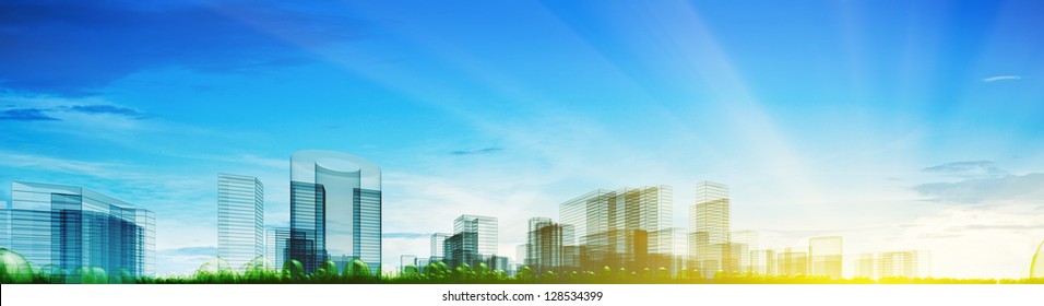 Panoramic City Concept Abstract 3d Collage Stock Illustration 128534399 ...