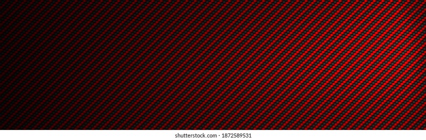 Panoramic Texture Of Black And Red Carbon Fiber - Illustration