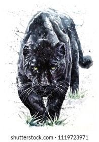 Panther watercolor painting