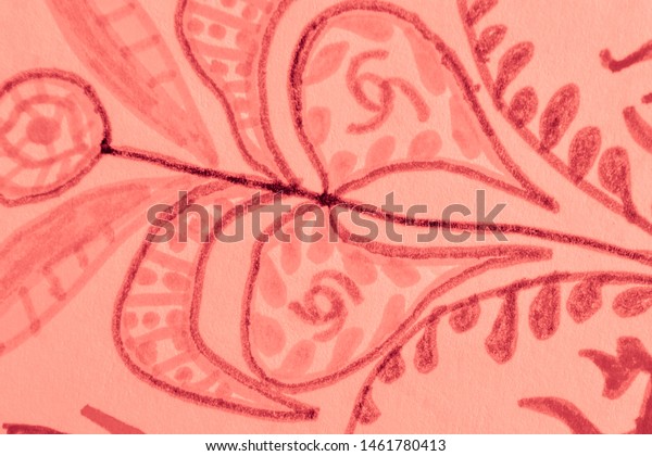 Pantone Moroccan Floral Pattern Batik Wallpaper Stock Illustration