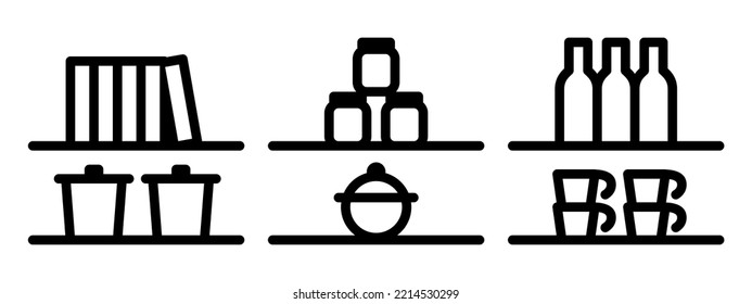 Pantry Icon With Retort, Jar, Bottle, Urn And Coffee Cup