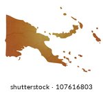 Papa New Guinea map with brown rock or stone texture, isolated on white background with clipping path.