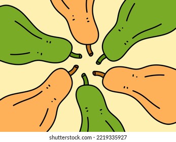 Papaya Cartoon On Yellow Background