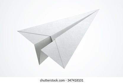 Paper Airplane Flying. Clipping Path