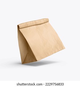 Paper bag Eco-friendly Food packaging mockup in kraft paper in psd format for branding 3d Illustration