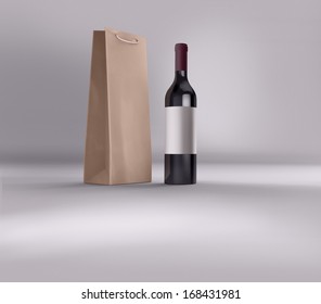 Paper Bag And Wine Bottle 