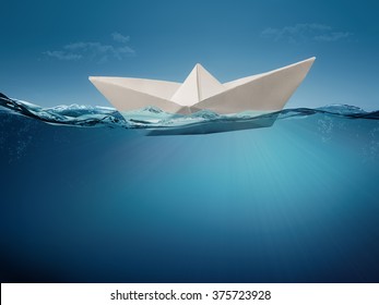 Paper Boat On The Waves