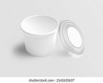 Paper Bowl Or Container Mockup. Realistic 3D Rendering Illustration Object.