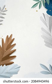 Paper Craft Leaf Border In Winter Season Flat Lay Style