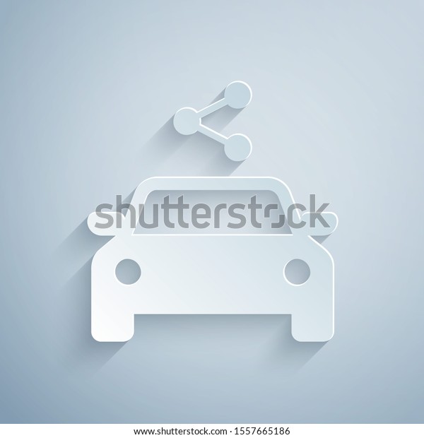 Paper
cut Car sharing icon isolated on grey background. Carsharing sign.
Transport renting service concept. Paper art
style