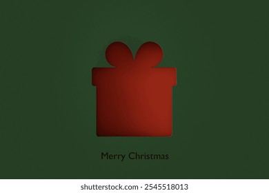 Paper Cut Out Merry Christmas Gift Illustration on Green Background. 3d render - Powered by Shutterstock