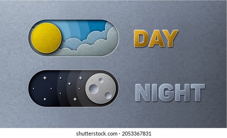 Paper Cut Textured Paper Day and Night Buttons Background