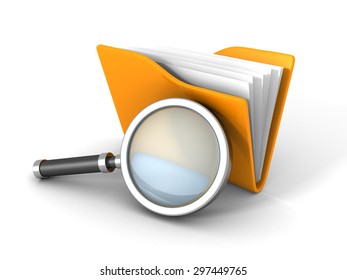 Paper Document Folder Magnifier Glass 3d Stock Illustration 297449765 ...