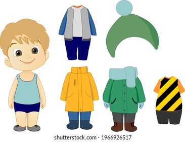 Paper Doll Boy With Clothes 4 Seasons