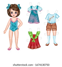 Paper Doll Gift For Girls   Printable Instant Digital Children's Game,