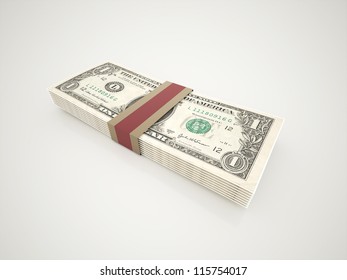 Paper dollars rendered
