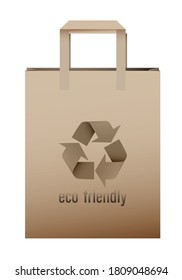 Paper Eco Bag. Re-processing Of Raw Materials. Environmentally Friendly Products. Health Food Stores. Realistic On White Background