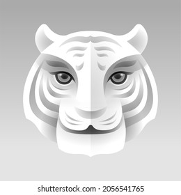 Paper graphic art of Tiger head, face. 