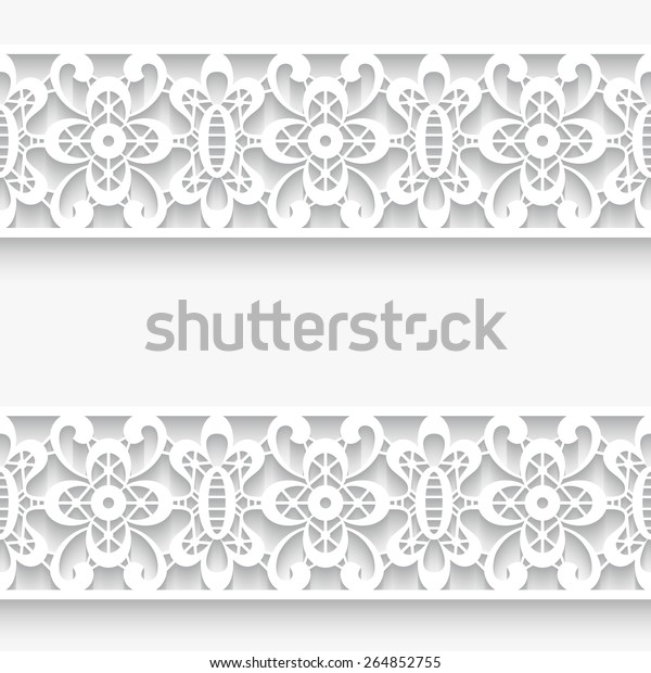 Paper lace background, ornamental\
frame with lacy seamless borders, raster\
illustration