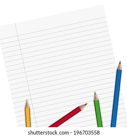 Paper lined with pencils