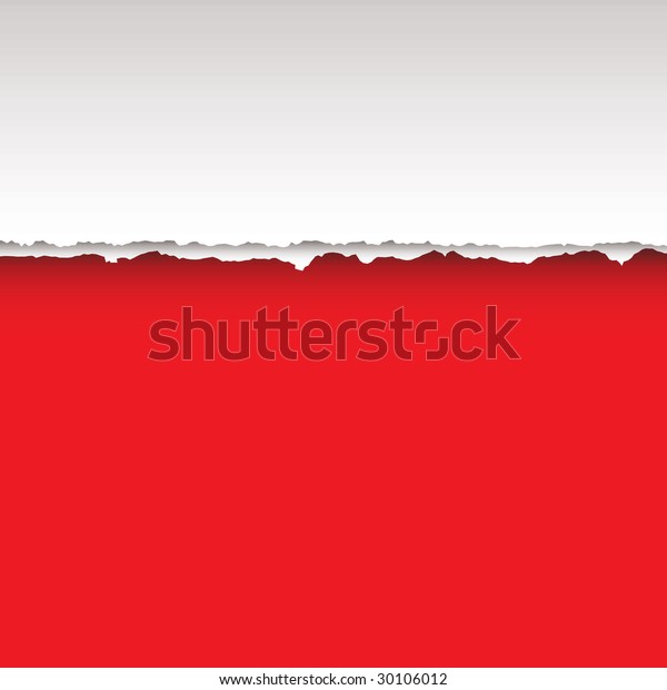 Paper page\
with tear and shadow with red\
background