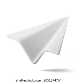 Paper Plane Childhood School Toy 3d Rendering 3d Icon 3d Illustration Isolated