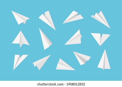 Paper Plane. Rockets Jet Aircraft Air Transport From Paper   Origami Style Collection