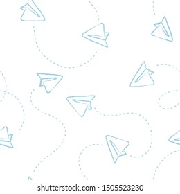 Paper Planes Seamless Pattern. Telegram Background.