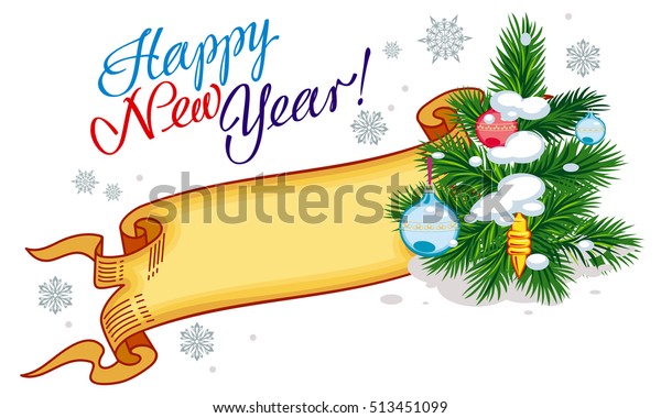 Paper Scroll Christmas Tree Artistic Written Stock Illustration