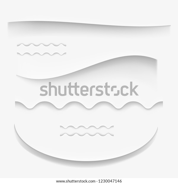 Paper shadows effect illustration or realistic\
white page curved or wavy borders or cut outs for background\
texture and seamless elements\
design