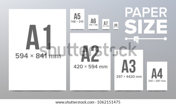 Paper Sizes A1 A2 A3 A4 Illustration 1062151475