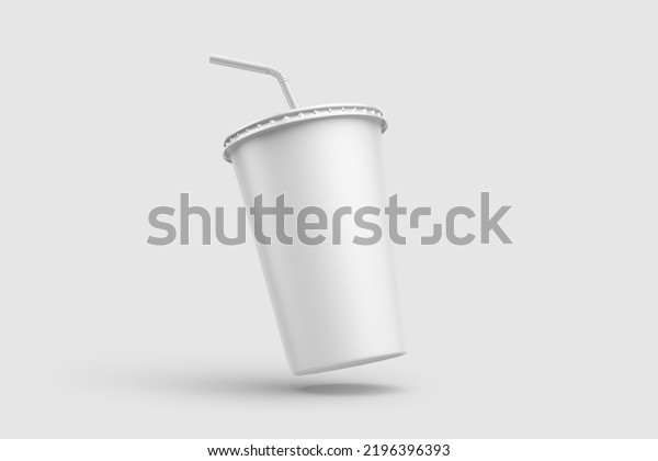 Paper Soda Cup Straw Mockup Template Stock Illustration 2196396393