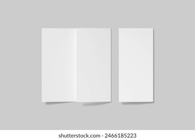 paper trifold modeling 3d on gray background