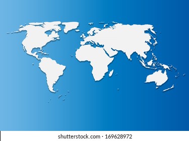 Paper World Map On Blue Background Stock Illustration 169628972 ...