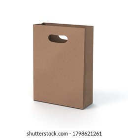 Paperbag With Hole Handle, White, 3D Render