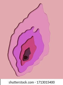 Papercut picture of a vulva / vagina in pink